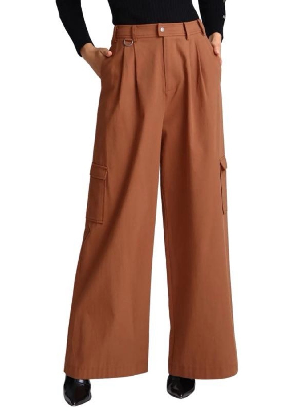 Avec Les Filles Cotton Wide Leg Cargo Pant Size 16 Brown